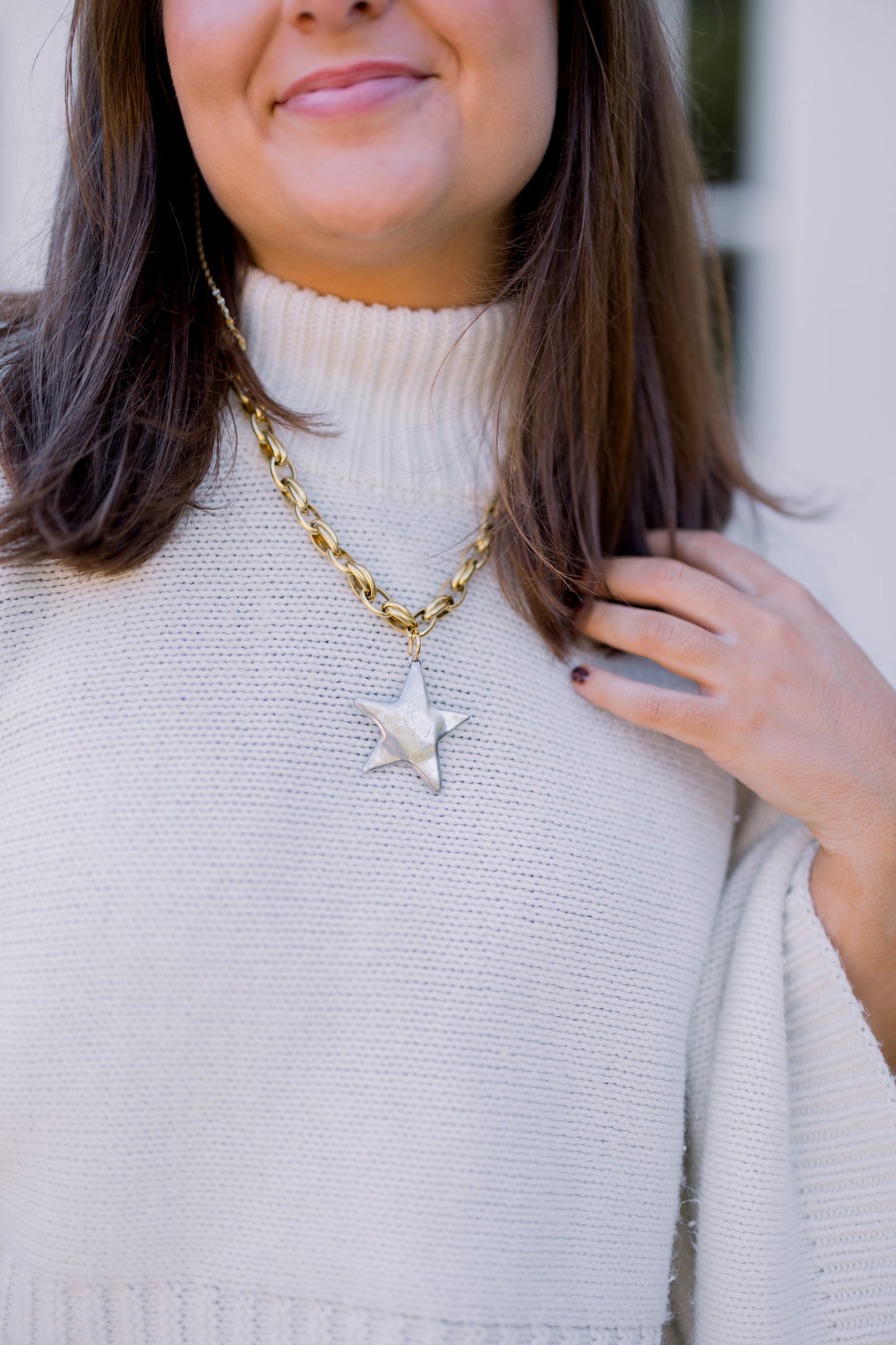 Mixed Metal Star Shine Necklace