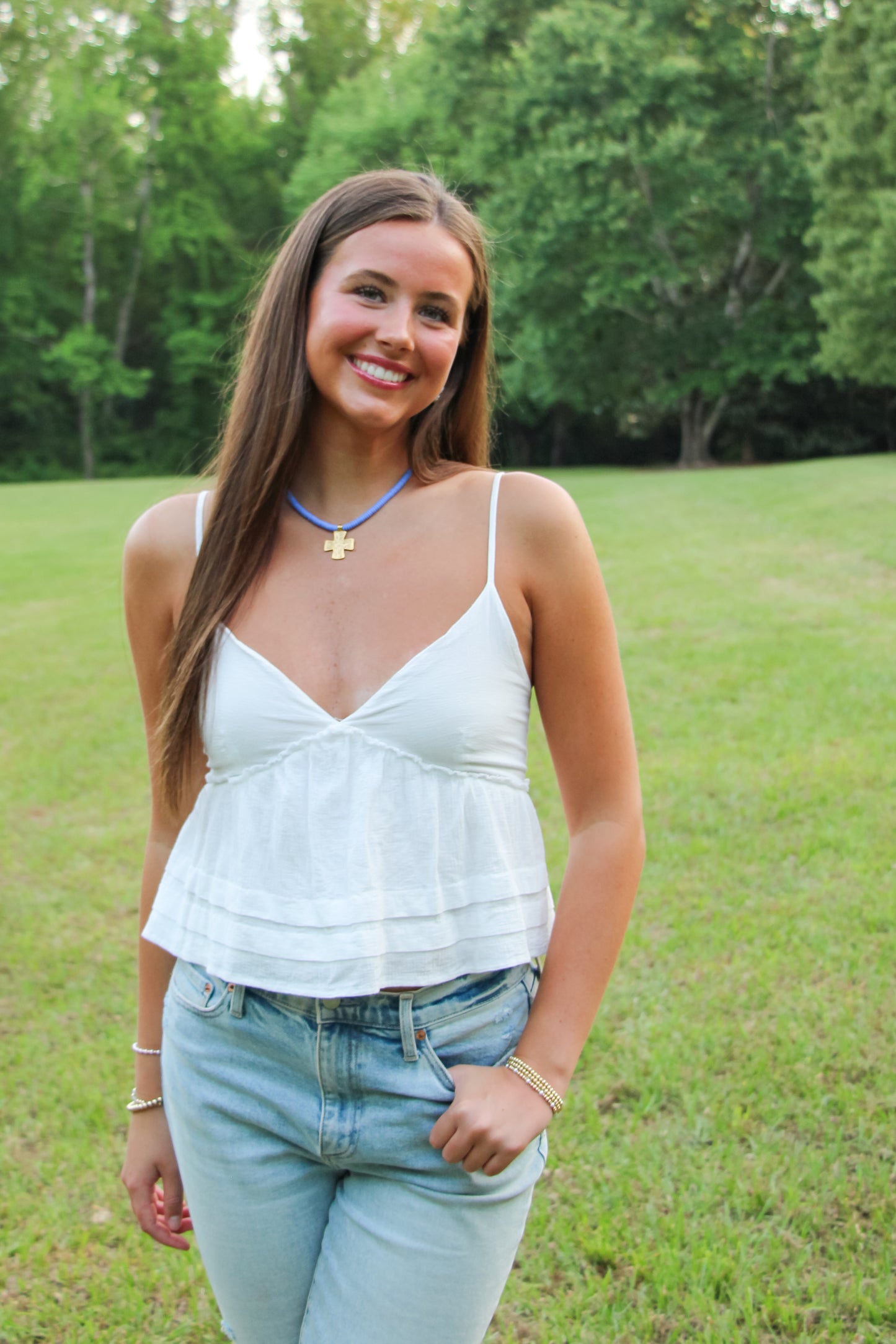 Blue Beaded Cross