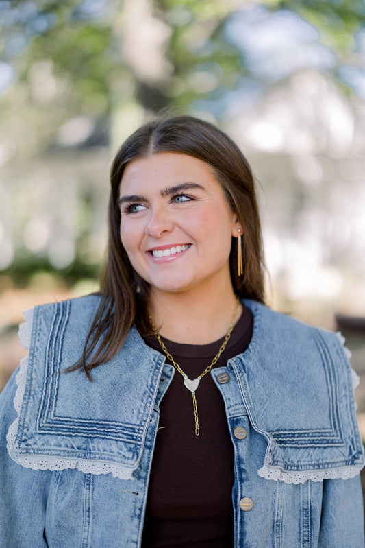 Drop Chain Heart -  Mixed Metal Edition