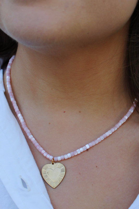 The Lily - Natural Stone Heart Charm Necklace