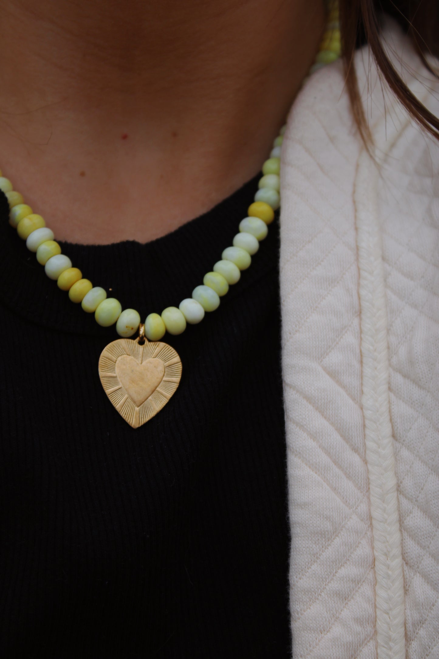 The Georgia- Natural Stone Heart Charm Necklace